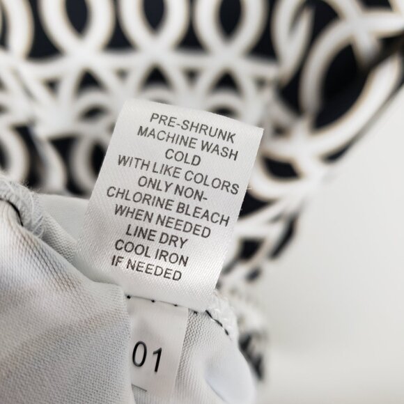 Lulu B Shift Dress Sleeveless Cage Back Black White Tan Geometric Circles Size S - Picture 7 of 7